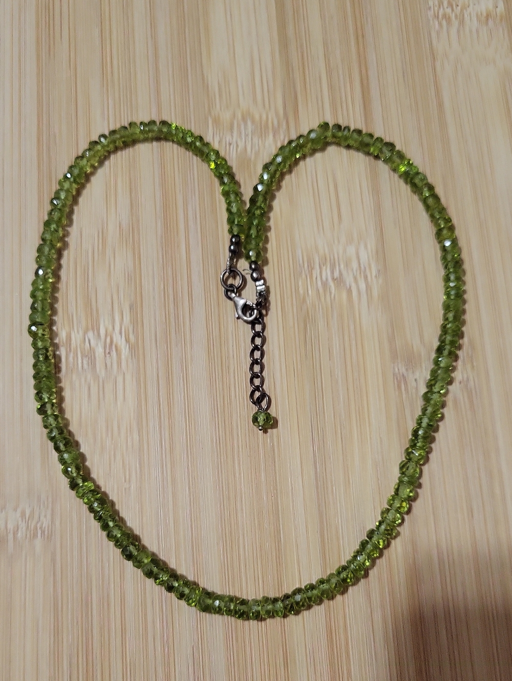Green Peridot Gemstone Choker Necklace 925 Silver Clasp